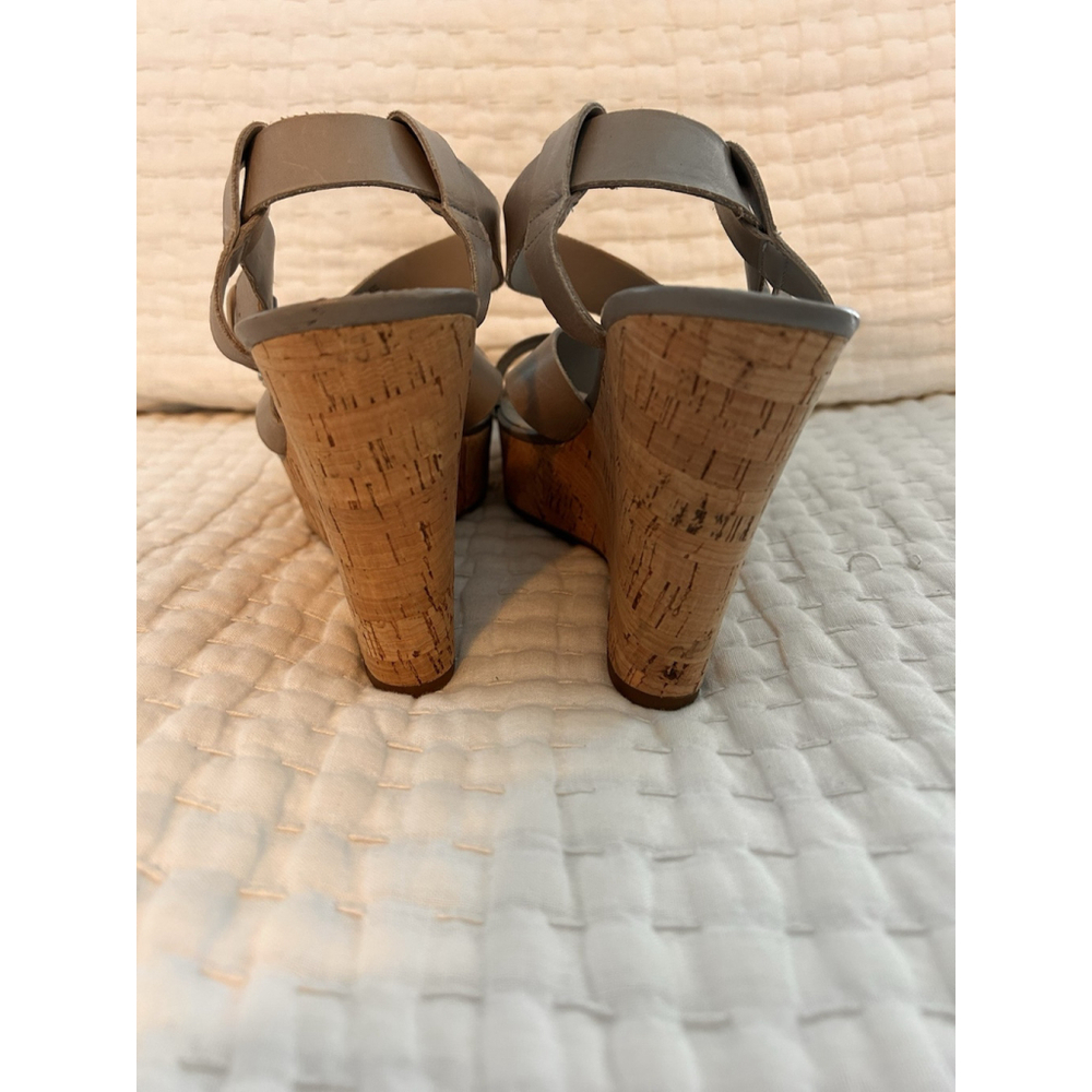 Franco Sarto Snake Print Cork Wedge Crisscross Leather Strap Sandal Sz 10 - Picture 5 of 9